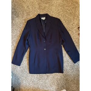 Style and Co Collection Womens Black Long Blazer Button Front Size 10 Business